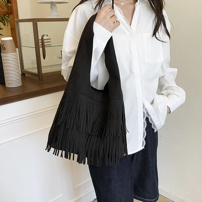 Suede Tassel High Quality Faux Shoulder Bags Fashion Large Capacity Sense of Luxury Popularity Women's Tote Bags Casual New