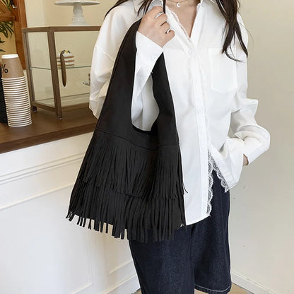 Suede Tassel High Quality Faux Shoulder Bags Fashion Large Capacity Sense of Luxury Popularity Women's Tote Bags Casual New