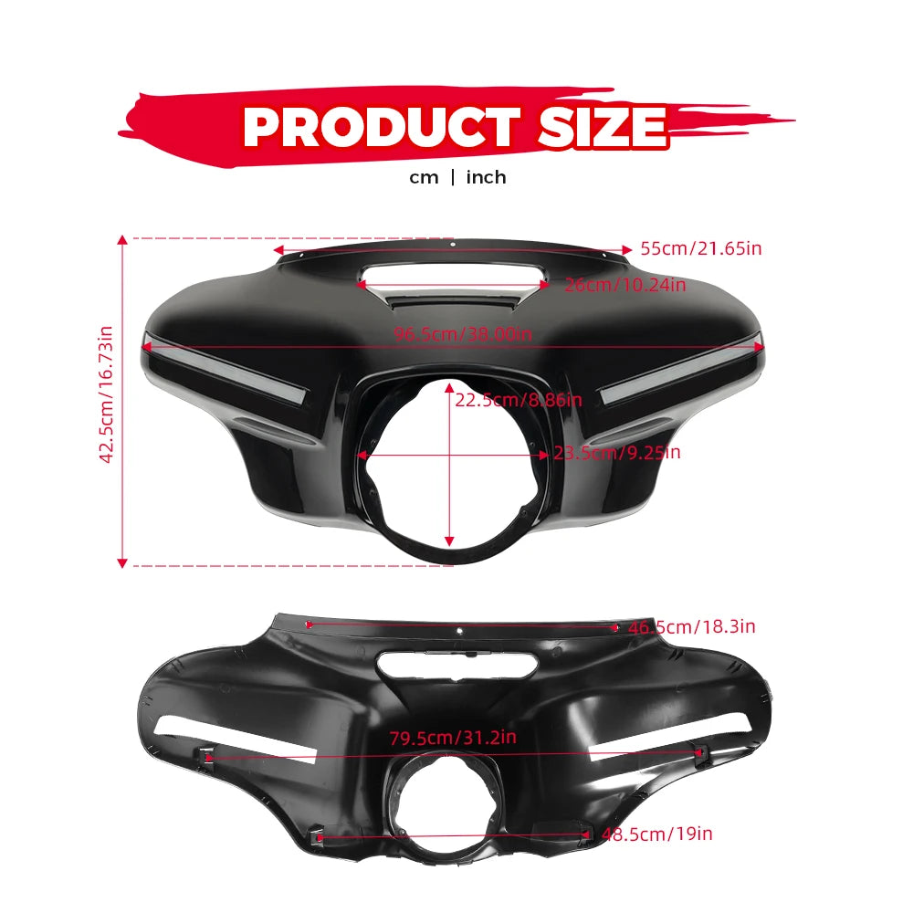 For Street Glide Electra Glide 2014-2024 Front Headlight Fairing with DRL Turn Signal Front Batwing Outer Fairing Accessories