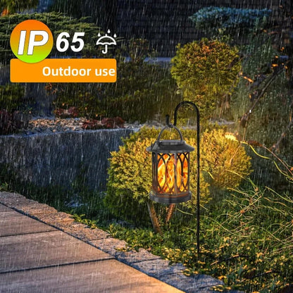 Solar Powered Outdoor Flame Lights Clip-On Lantern Hanging Lamp Waterproof Landscape Pathway Lights for Garden Yard Patio Decor