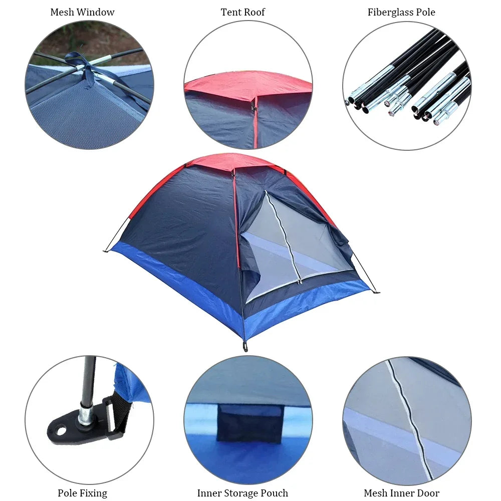 Outdoor Self-driving Travel Camping Tent  with Bag for Outdoor Camping Traveling for Summer Spring Autumn 3 Seasons 2 People
