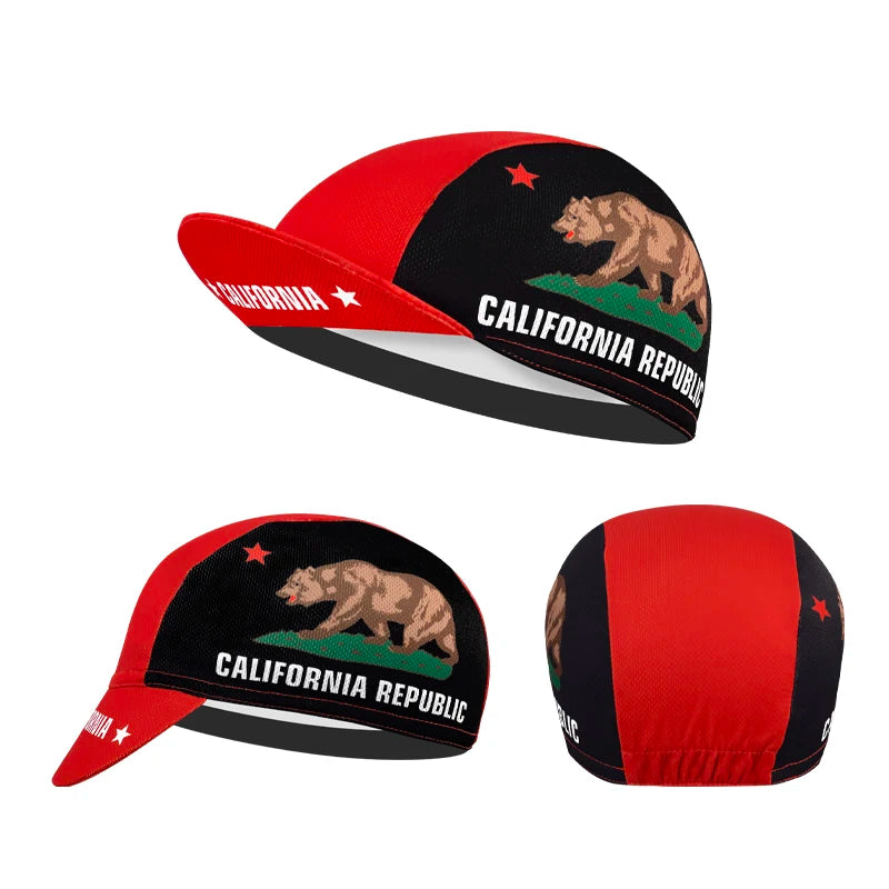 Classic Red Blue Green Bear California Arizona Cycling Caps Summer Sports Quick Dry Bicycle Hat Men And Women Wear Breathable