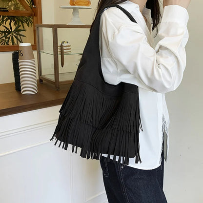 Suede Tassel High Quality Faux Shoulder Bags Fashion Large Capacity Sense of Luxury Popularity Women's Tote Bags Casual New