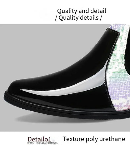 Black Pu Leather Business Dress High Heel Men's Shoes Pointed Toe Slip-on Elegant Party Wedding Shoes Thick Bottom Plus Size