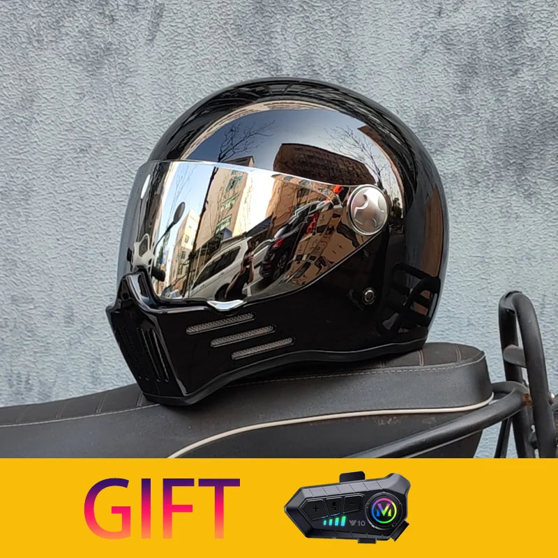Retro motorcycle helmet Casco cruising motorcycle rider modular helmet full helmet with Bluetooth earphones included ORZ-728