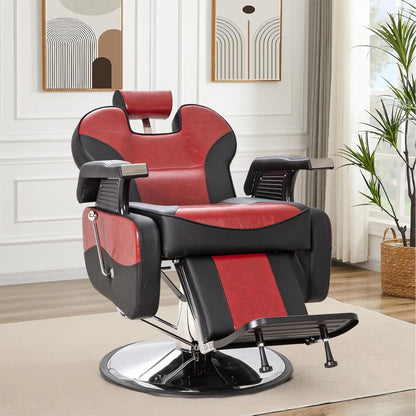 Barber Chairs for Barbershop, Heavy Duty Hydraulic Barber Chair 360° Swivel Reclining, Adjustable PU Leather Beauty, Customized
