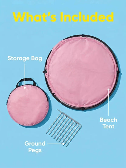 1-Piece Instant Pop-Up Beach Tent for Family, Spacious Triangle Outdoor Shade with Carrying Bag – Lightweight Polyester, Portable for Camping, Hiking & Travel