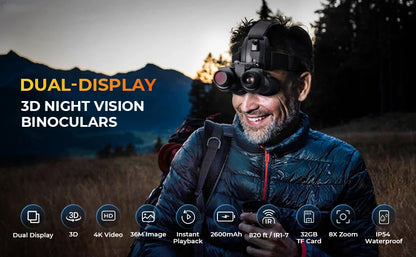 NV8000 Best 800M 4x 1080P Infrared Thermal Monocular Binoculars Hunting Night Vision Goggles Dual Screen Night Vision Dual Tube