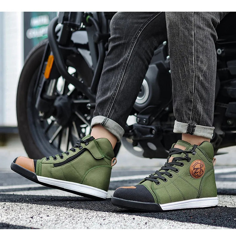 Motorcycle Shoes Men Riding Boots Casual Flat Shoes Anti-collision Toe Heel Protection Outdoor Cycling Motobike Sports Sneakers