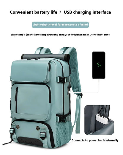Large Travel Backpack Boardable Backpack USB Charging Waterproof Outdoor Travel Backpack Independent Shoe Compartment