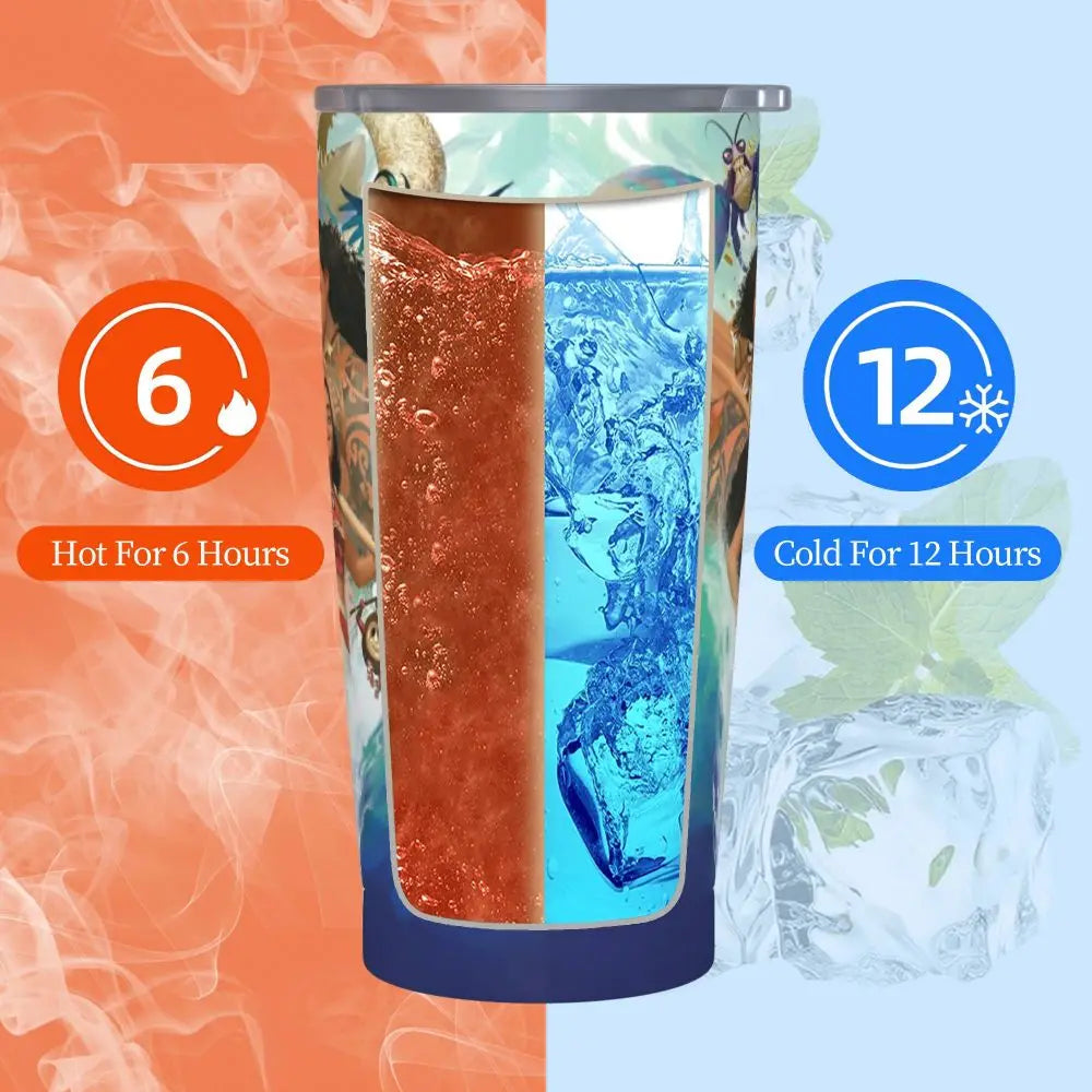 Moana and Pua Cartoon Movie Insulated Tumbler with Straws Stainless Steel Coffee Mugs Double Wall Car Bottle Cups 20oz