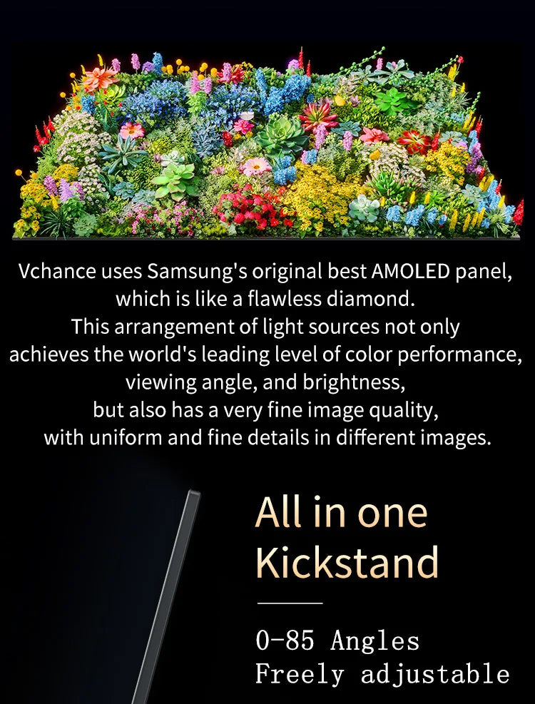 VCHANCE 15.6 Inch 4K Portable Monitor 3456*2160p 100%DCI-P3 500Nits Office Display for PC Laptop Phone XBox Switch Macbook