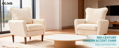 OLIXIS Comfy Accent Chair for Living Room Bedroom and Waiting Room, Upholstered Mid-Century
