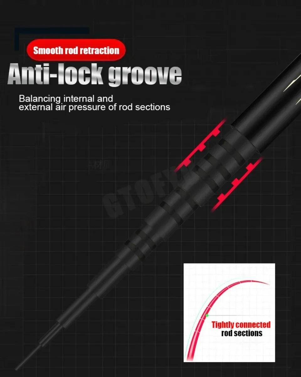 Telescopic Stream Rod 3.6M/4.5M/5.4M/6.3M/7.2M/8M/9M Carbon Reservoir Pond Fishing Rod Super Light Hard Fiber Hand Fishing Pole