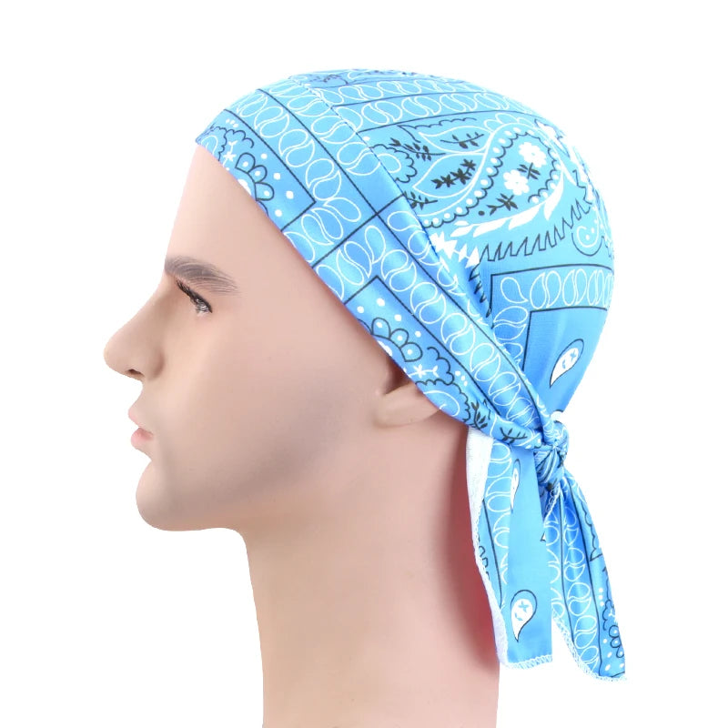 New Paisley Print Hip Hop Turban Cap Elastic Head Wraps Breathable Casual Durags Candy Color Durag Unisex Bandana Pirate Hats