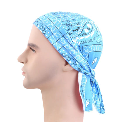 New Paisley Print Hip Hop Turban Cap Elastic Head Wraps Breathable Casual Durags Candy Color Durag Unisex Bandana Pirate Hats