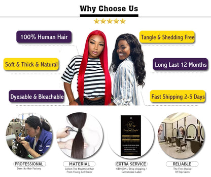 Burgundy 13x4 Lace Front Wigs With Bangs New Style 100% Brazilian Straight Human Hair Wigs Transparent Lace Frontal Bang Wigs