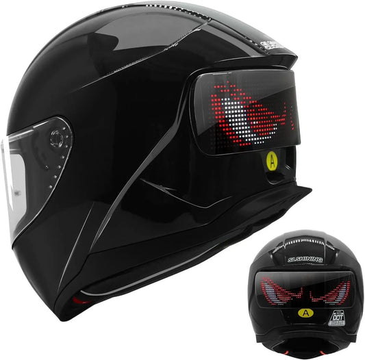 Full Face Motorcycle Helmet DOT Approved App Programmable Rear Display USB Charging Adult Dirt Bike Helmet for Men Women