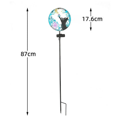 Solar Wrought Iron Cat Butterfly Ground Plug Lights, Outdoor Courtyard Projection, Lawn LampAtmosphere Decoration, Cross-Border
