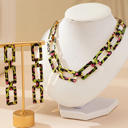3/4PCS Stainless Steel Fashion Gold Color Geometric Chain Hollow Necklace Bracelets For Women Girl New Fashion Non-fading Set