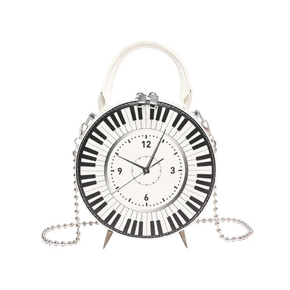 Fashion Cross body Bags ladies Clock Shaped Leather black white Handbag for women