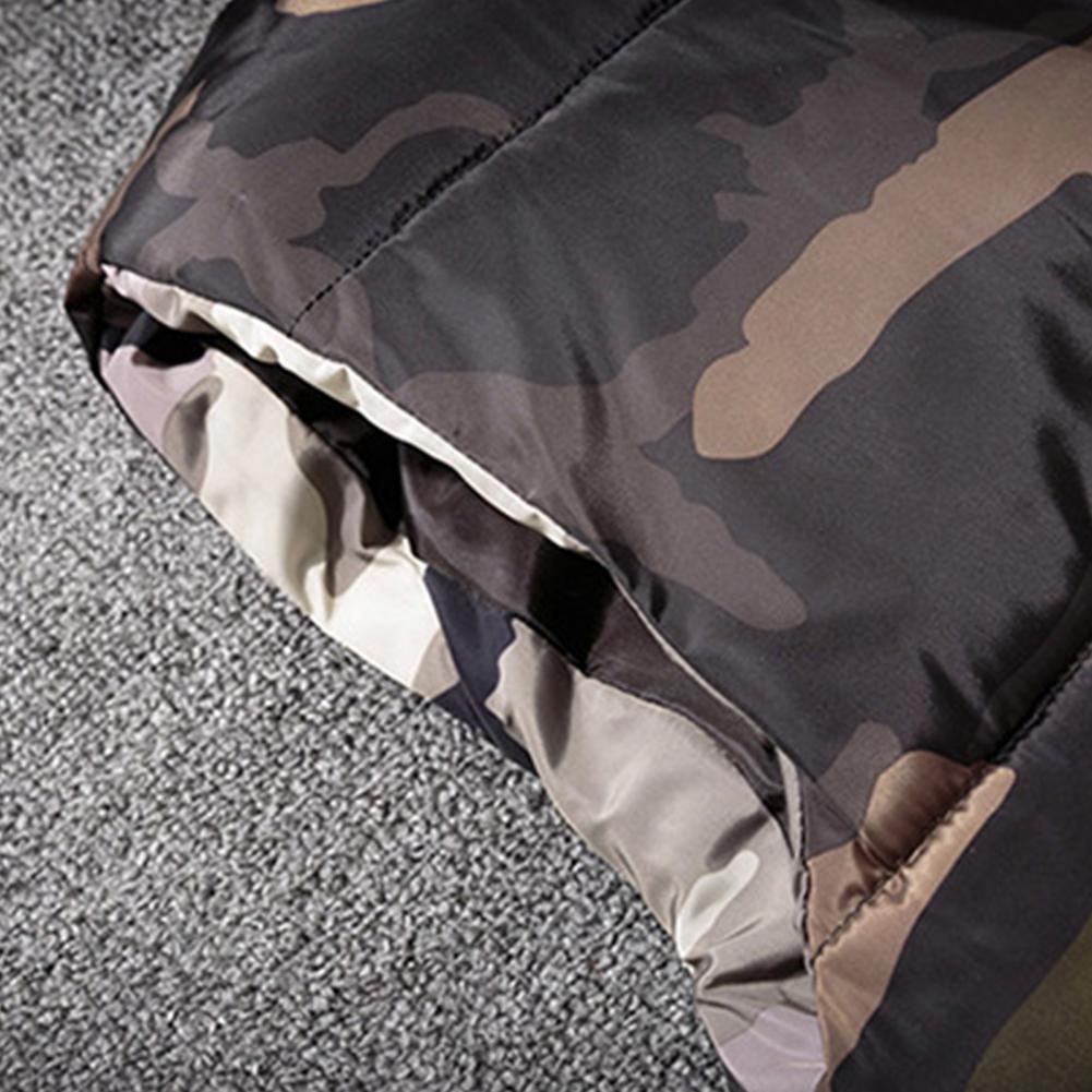 Winter Men Waistcoat Camouflage Thickened Cotton Padded Windproof Zipper Hooded Vest Coat for Daily Wear