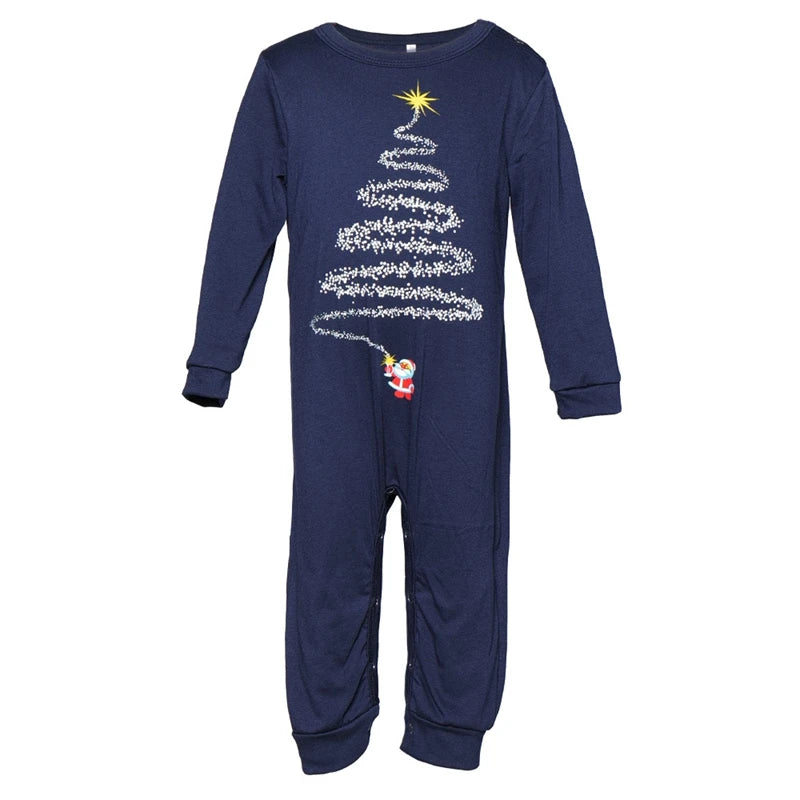 Christmas Family Matching Pajamas Set Firework Print Mom Dad Kids Home Clothes Warm Soft Sleepwear Baby&Dog Romper Pjs Xmas Look