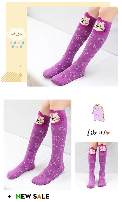 Children warmer ankle short lovely socks Cartoon Cute Kids Girl Knee High Socks infant cotton Baby Animal Over Knee Socks girls