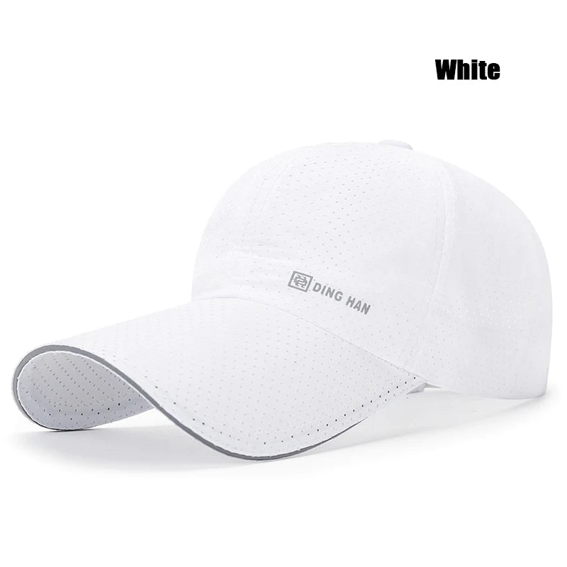 Extended Brim Summer Breathable Perforated Quick-Drying Adjustable Baseball Cap Sun Hat Trucker Caps Dad Hats