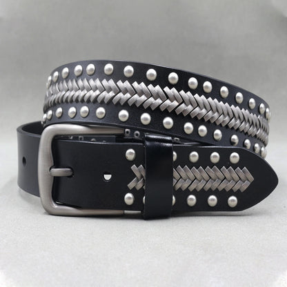 Heavy Metal Punk Belt Genuine Leather Hip Hop Belts For Men Cross Rivet Jeans belt male Strap Ceinture Homme designer belt