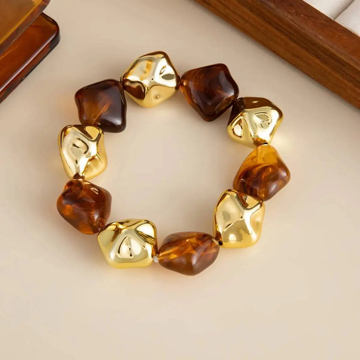 IngeSight.Z 6 Style Boho Punk Geometric Acrylic Resin Elasticity Bangles Women Vintage CCB Beads Bangle Bracelets Charm Jewelry