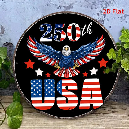 2D Flat, [2Dfalt] 1pc 20x20cm- Aluminum Sign USA 250th Anniversary Tin Sign, Patriotic Decor for Americans, Eagle Flag Themed Me