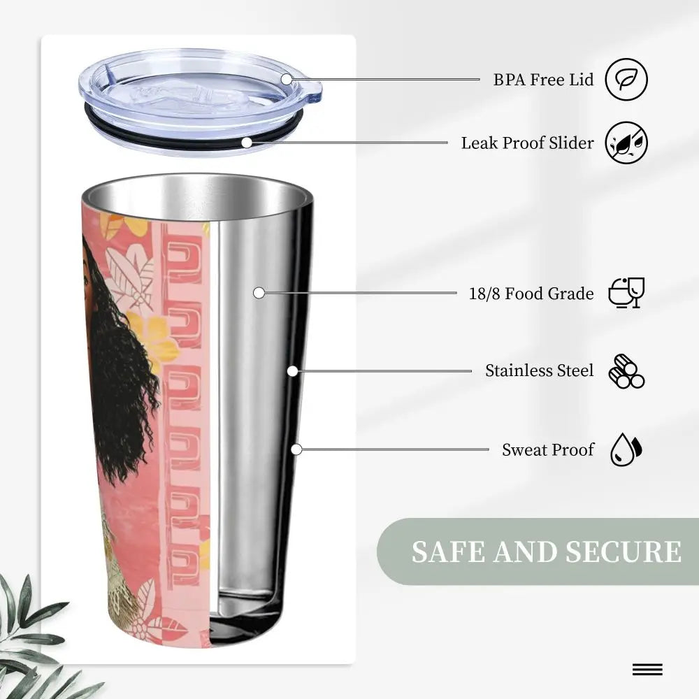 Moana and Pua Cartoon Movie Insulated Tumbler with Straws Stainless Steel Coffee Mugs Double Wall Car Bottle Cups 20oz