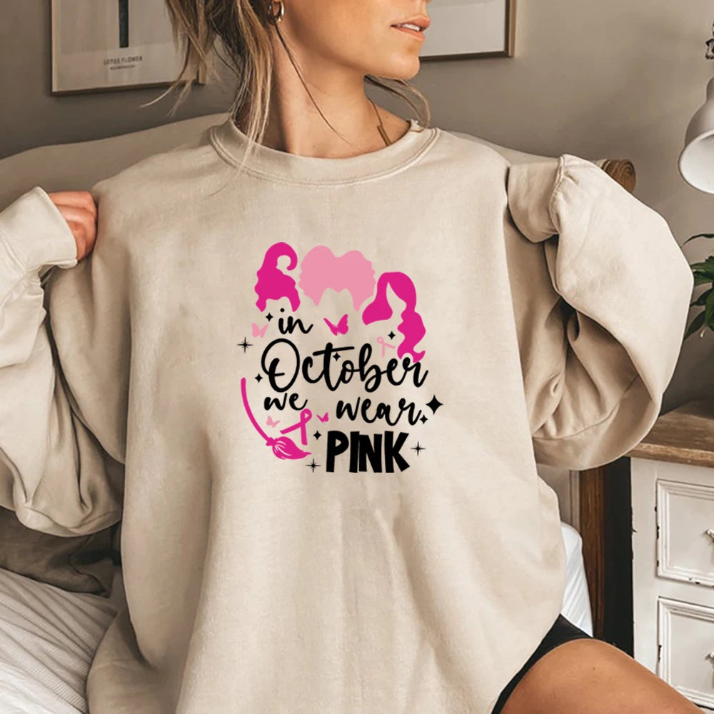 Breast Cancer Awareness Sweatshirt In October We Wear Pink Hoodie Pink Ribbon Sanderson Sister Sweatshirts Breast Cancer sweater