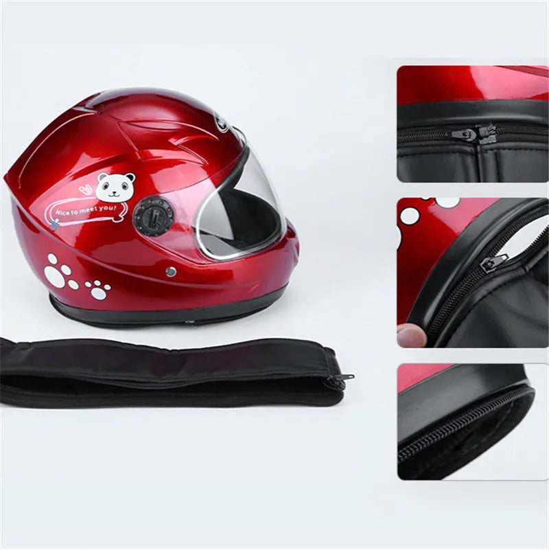 Children's helmets, child safety helmets electric vehicle helmets autumn winter boy and girls warm cartoon  helmets casco moto