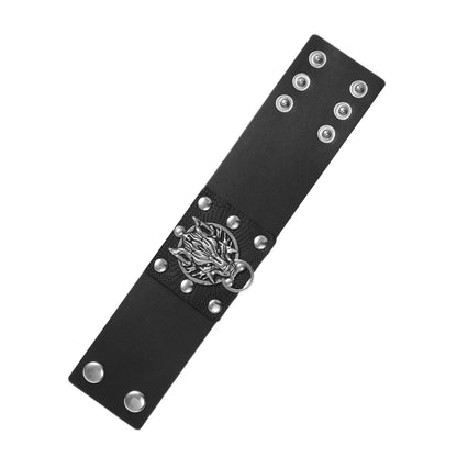 2025 Popular Jewelry Fashion Black Cuff Size Adjustable Dragon Head Pattern Charm Bracelet for Daily Wear