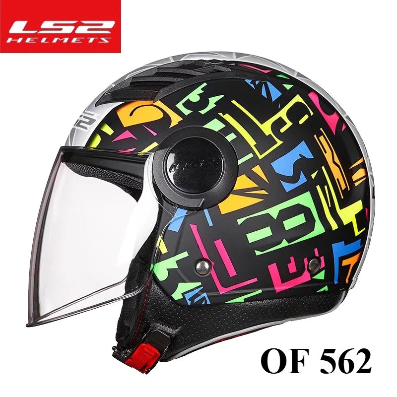 Original LS2 OF562 Casco Motorcycle 3/4 Open Face Ls2 Cascos Para Moto E-BIKE Helmet Electric Scooter Helmet of562 Capacete Moto