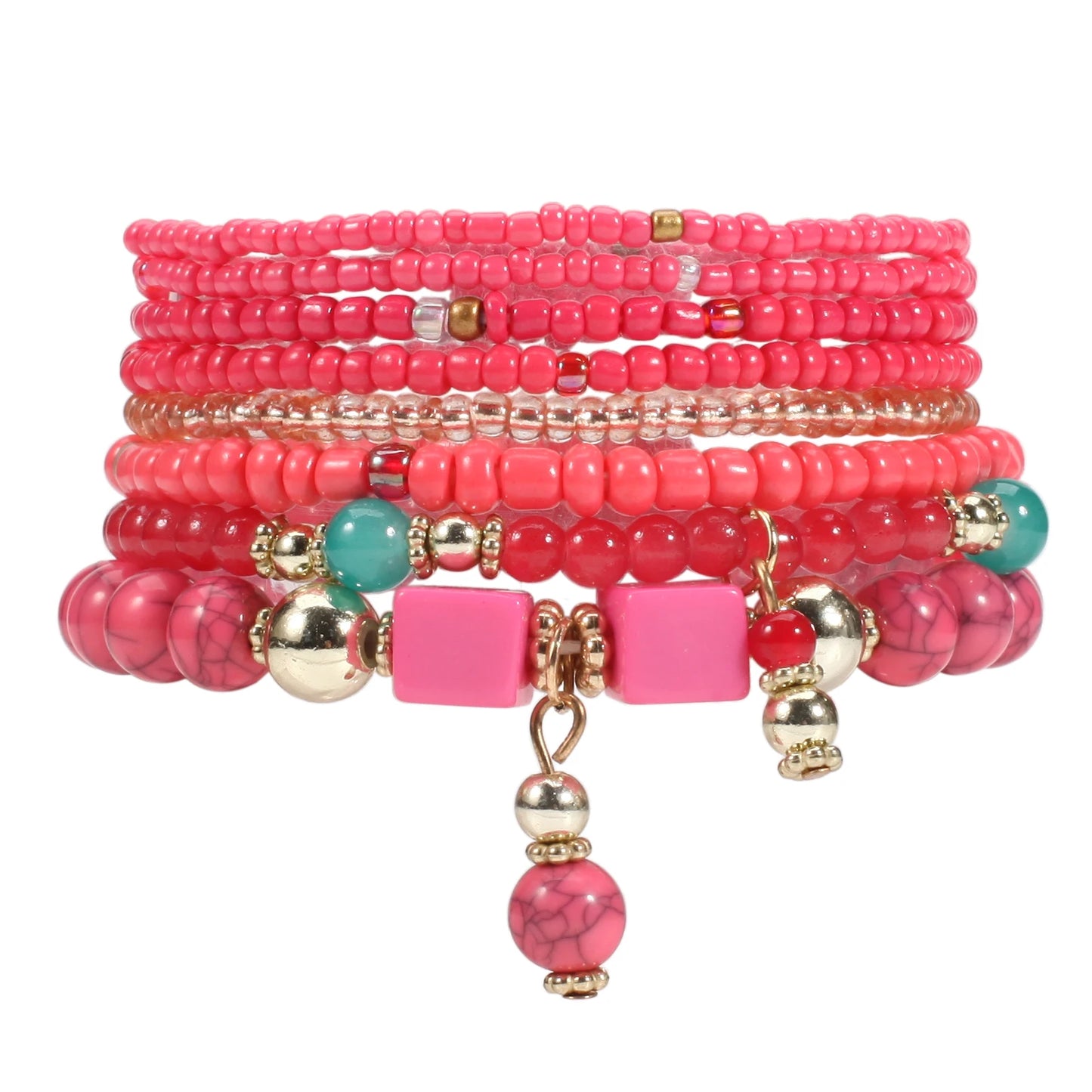 Bohemian Stackable Bead Bracelets for Women Stretch Multilayered Bracelet Set Multicolor Jewelry