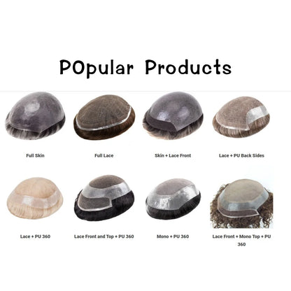 10x8 Inch Full French Lace Afro Curly Topee for Men Human Hair Prosthesis 6mm Wave Black African Men's Wig Replacement System