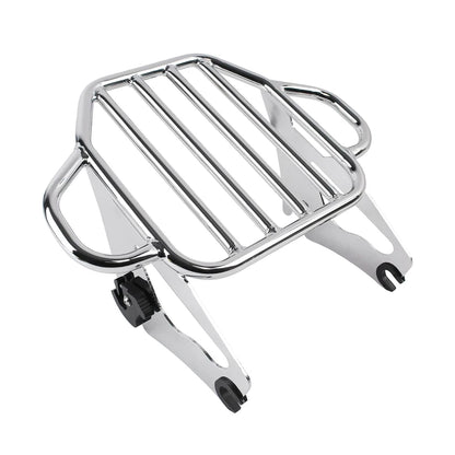 Motorcycle Chrome Two-Up Detachable Luggage Rack For Touring Electra Glide Road Glide Street Glide CVO Road King 2009-2024
