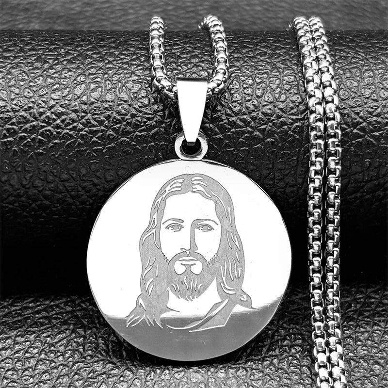 Christian God Jesus Medal Necklace for Women Men Stainless Steel Gold Silver Color Holy Pray Chain Jewelry colar masculino