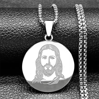 Christian God Jesus Medal Necklace for Women Men Stainless Steel Gold Silver Color Holy Pray Chain Jewelry colar masculino