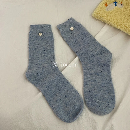 SP&CITY Colored Dotted Sheep Woolen Socks Women's Winter Warm Keeping Middle Tube Socks Casual Thick Korean Fashion Stockings