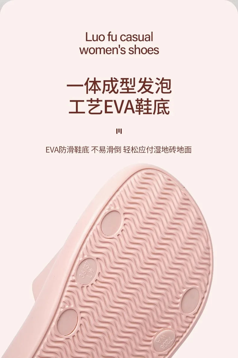 LUOFU Ladies Slippers Anti-Slip Soft Sole Fashionable Thick Bottom Women's Slip-On Shoes Comfortable Home Footwear