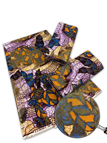 New African Wax Print Fabric Ankara Kitenge Pagne Loincloth Batik Wholesale Golden Glitter Grand 100Cotton Material For Sew 6yar