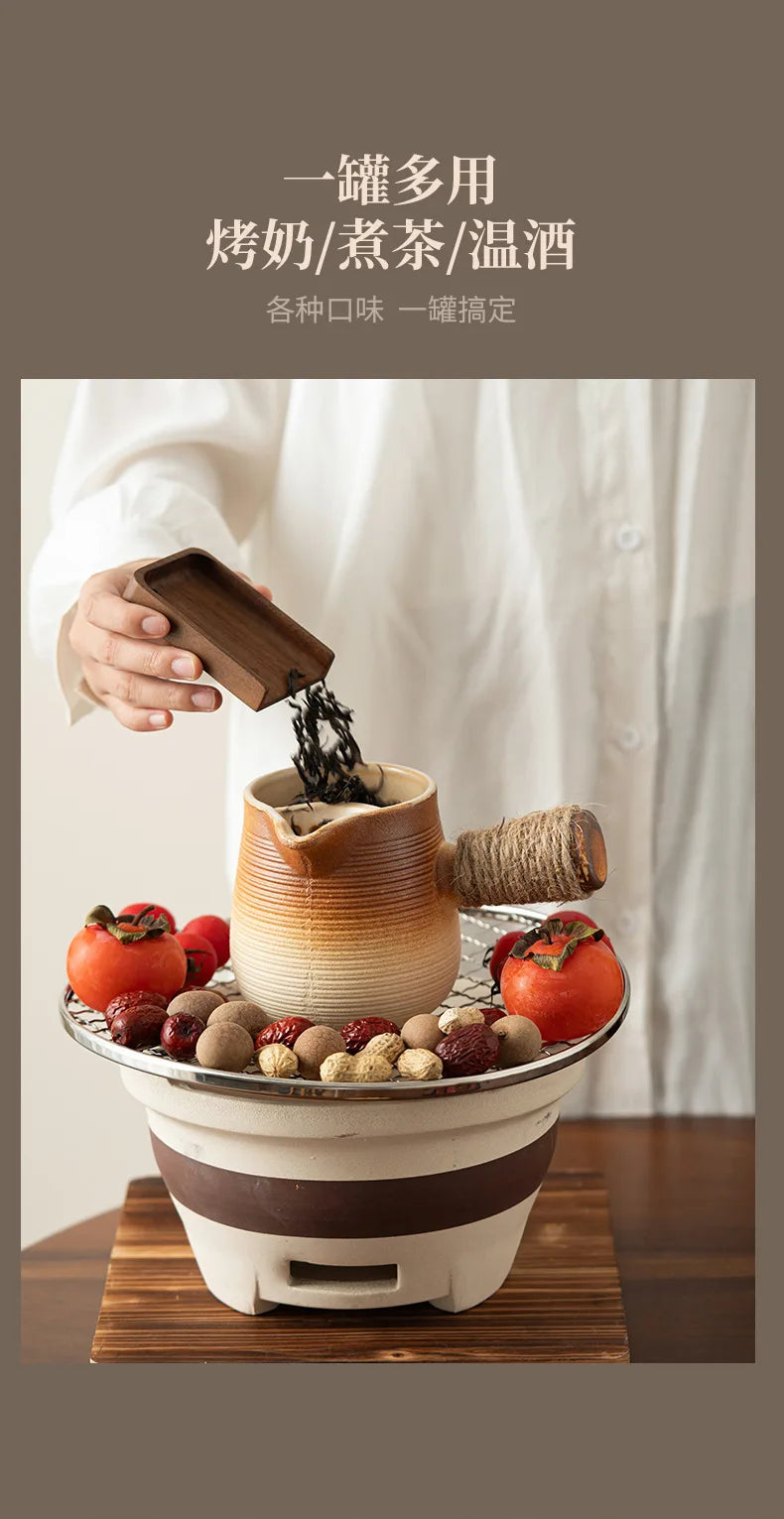 Ceramic Baked Milk Tea Pot Can Be Dry Boiled Boiled Tea Warm Milk Pot Teapot Tea Infuser