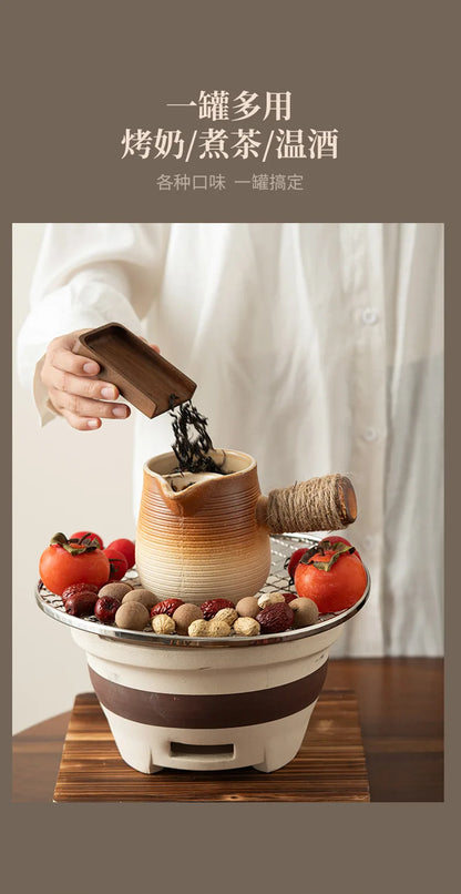 Ceramic Baked Milk Tea Pot Can Be Dry Boiled Boiled Tea Warm Milk Pot Teapot Tea Infuser