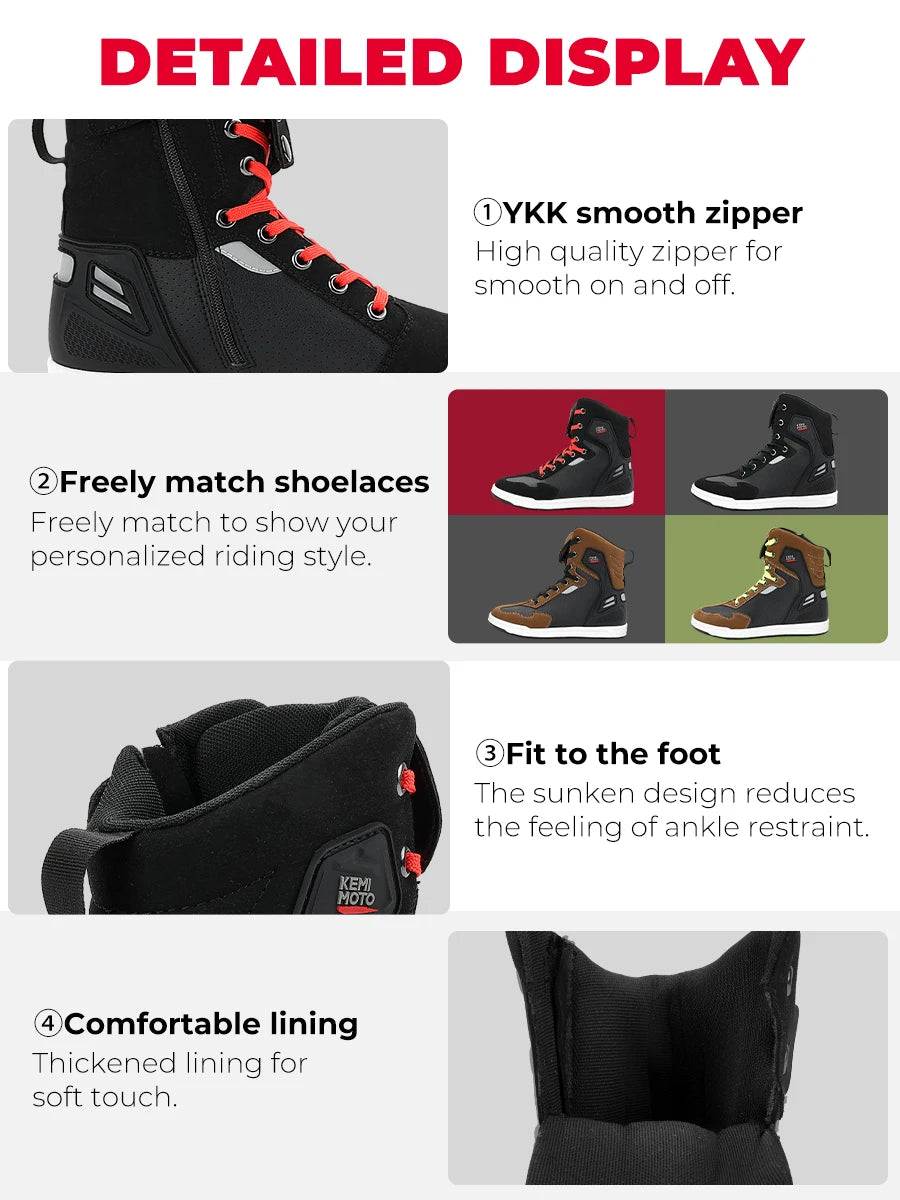 Motorcycle Summer Riding Shoes Men Riding Casual Short Boots  Anti-collision Reflective Protection Durable Equipments Moto Gear