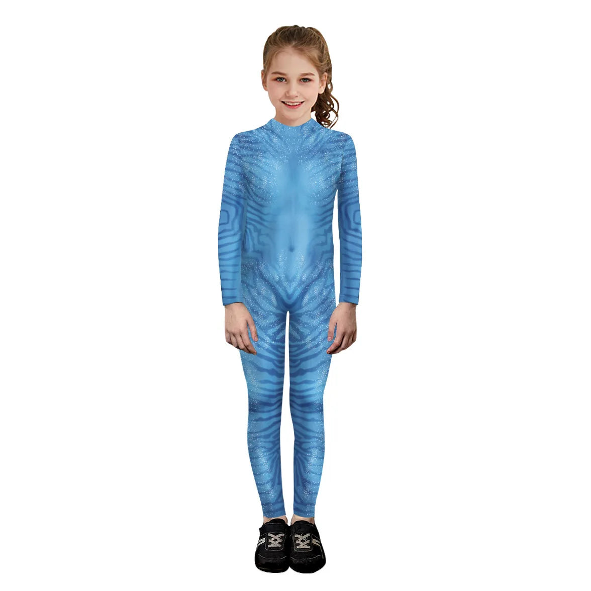 Boy Girl Avatar Jumpsuits Halloween Cosplay Costume Carnival Stage Performance Movie Kids Avatar with Tail Zentai Bodysuits