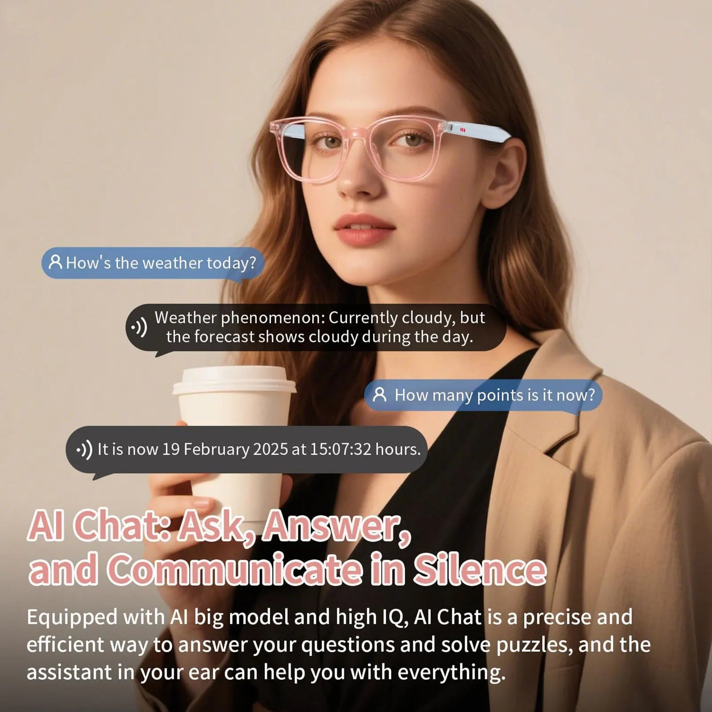 Smart Audio Glasses with Real-Time Translation Hi-Fi Music Playback Noise-Cancelling Voice Calls And Photochromic Lenses